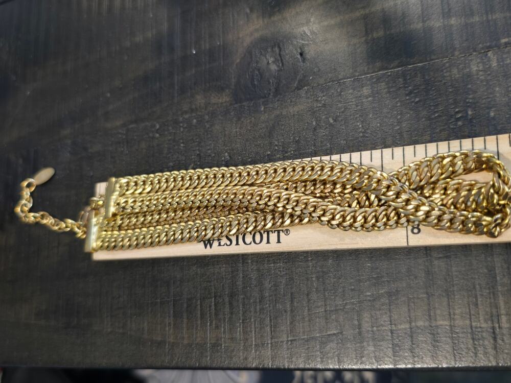 Elizabeth Cole Gold Tone Multi-Strand Curb Chain Collar Necklace